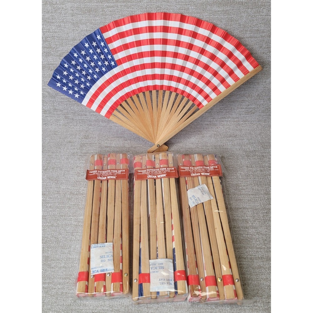 18 Lillian‎ Vernon Patriotic Hand Fans #793200 Red White Blue Go USA America NEW